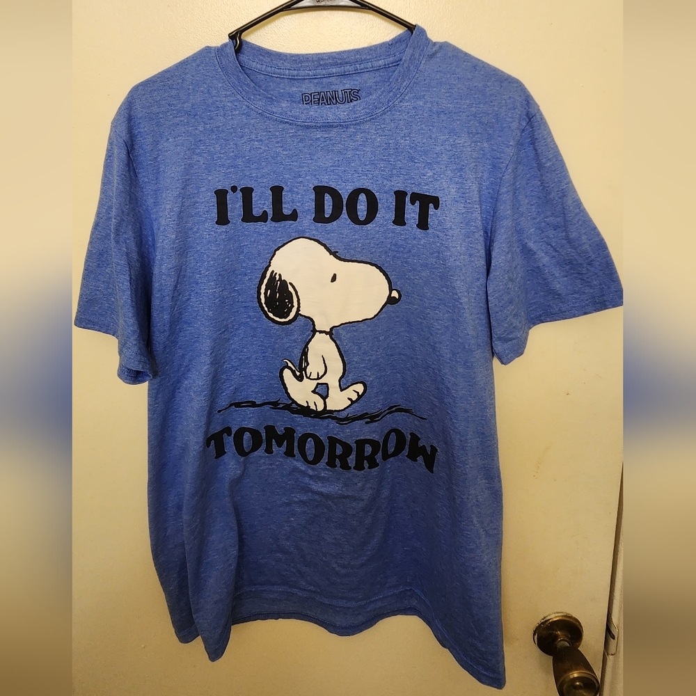 Peanuts Mens Blue Snoopy Short Sleeve Tee